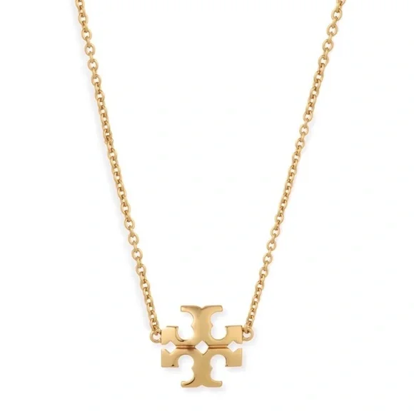 TORY BURCH • Gold Kira Logo Charm Pendant Necklace - Picture 1 of 7